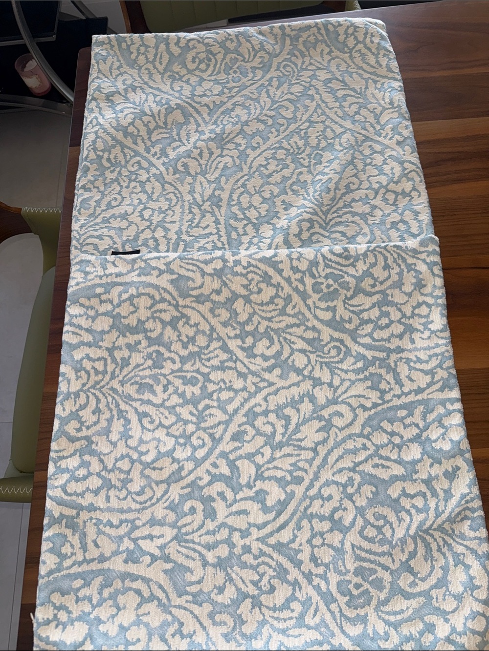 Decorative Blue and White Scroll Accent Pillow Cover